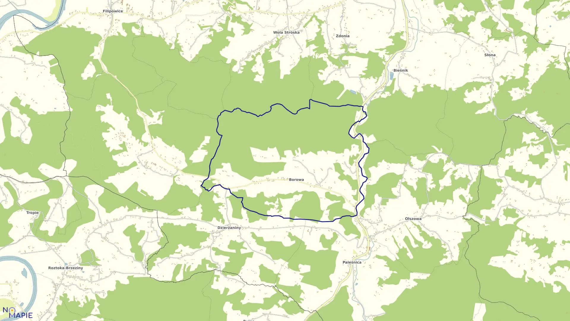 Mapa obrębu Borowa w gminie Zakliczyn