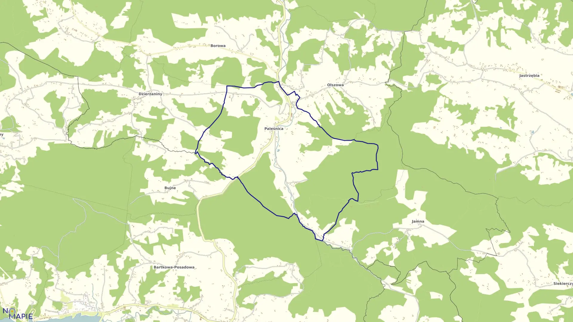 Mapa obrębu Paleśnica w gminie Zakliczyn