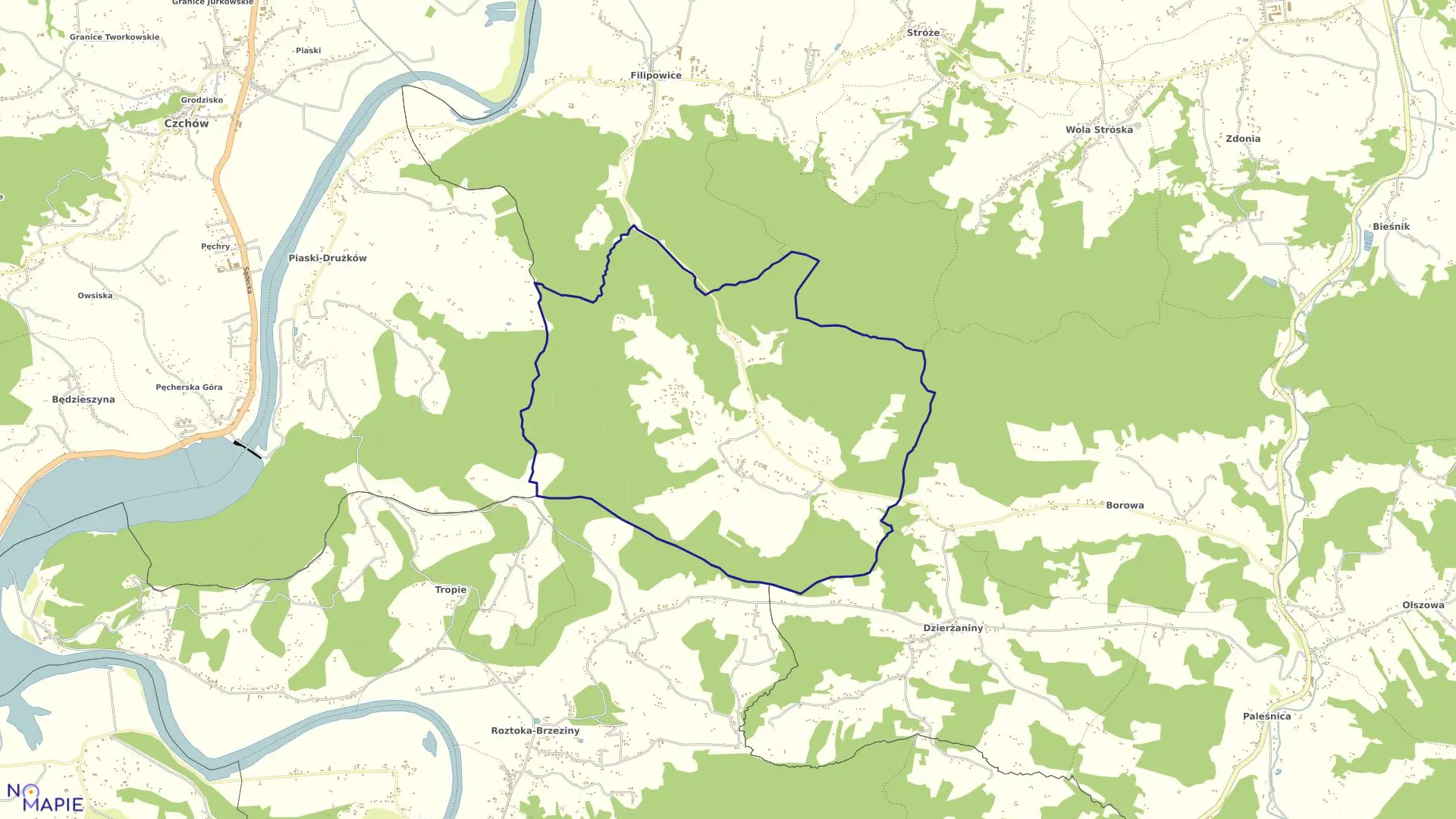 Mapa obrębu Ruda Kameralna w gminie Zakliczyn