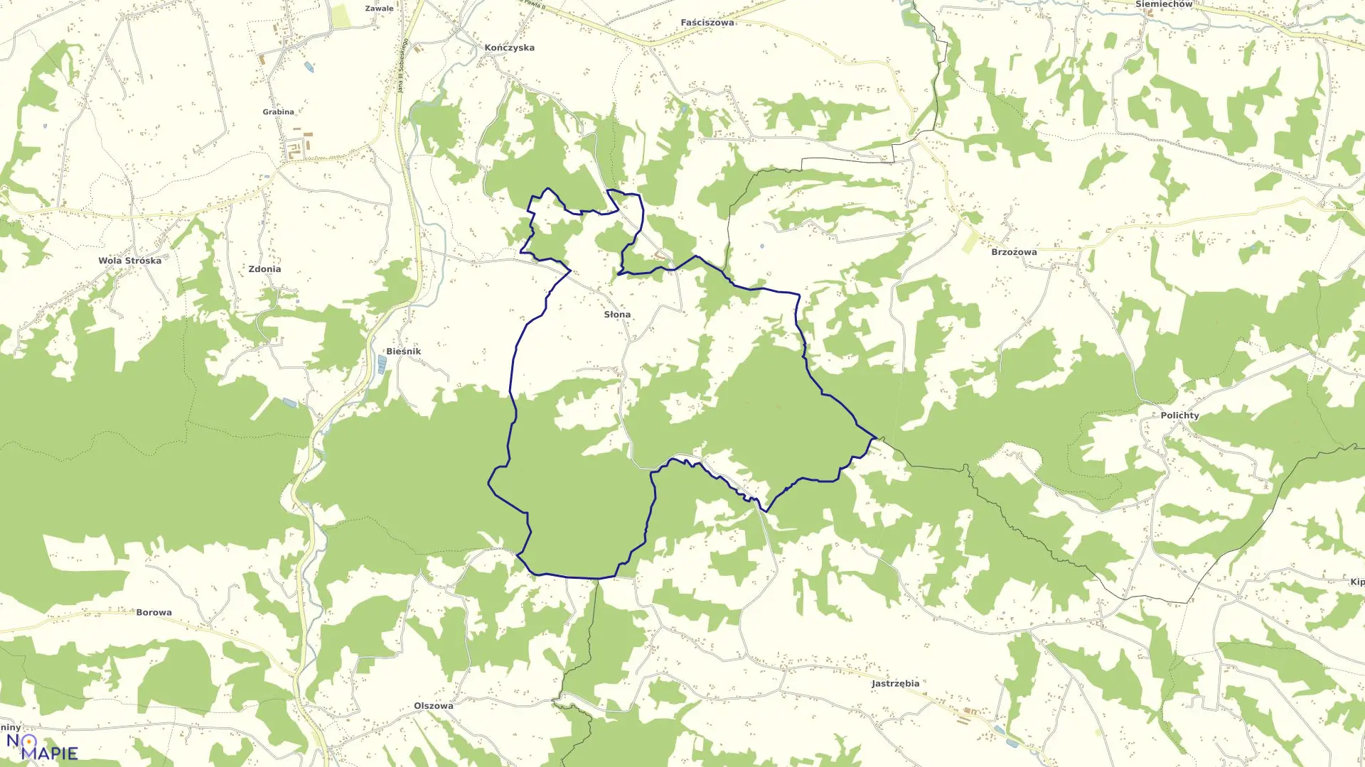 Mapa obrębu Słona w gminie Zakliczyn